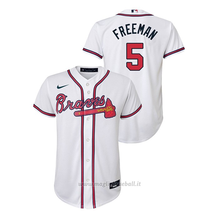 Maglia Baseball Bambino Atlanta Braves Freddie Freeman Replica Primera Bianco